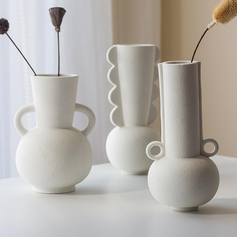Geo White textured Vases